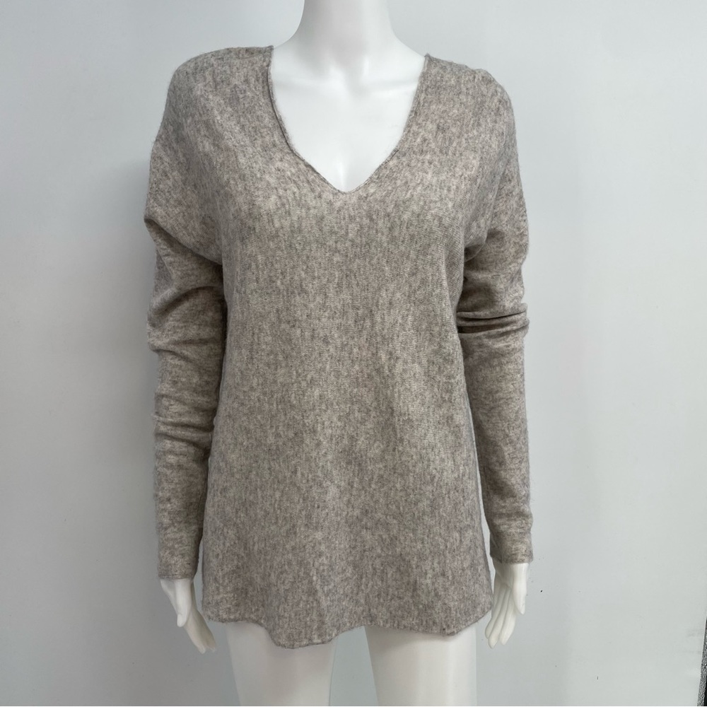 Vince Womens Sweater Size S Gray Cashmere V-Neck Front And Back Long Sleeve